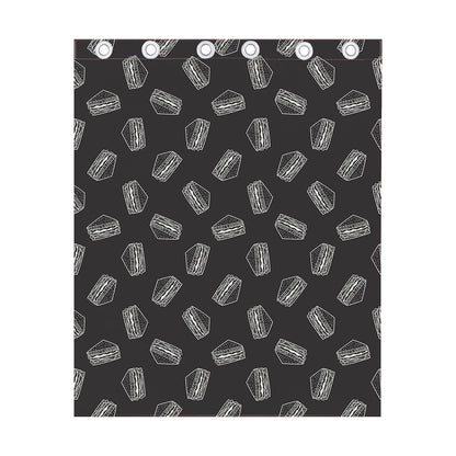 Black Doodle Sandwich Pattern Print Curtain