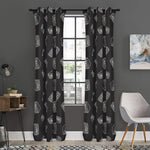 Black Doodle Sandwich Pattern Print Curtain