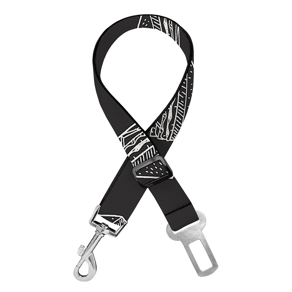Black Doodle Sandwich Pattern Print Dog Seat Belt