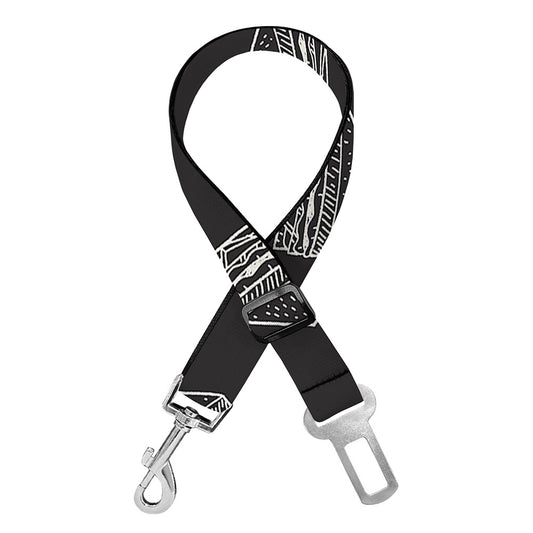 Black Doodle Sandwich Pattern Print Dog Seat Belt