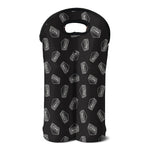 Black Doodle Sandwich Pattern Print Double Neoprene Wine Tote