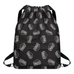 Black Doodle Sandwich Pattern Print Drawstring Backpack