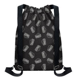 Black Doodle Sandwich Pattern Print Drawstring Backpack