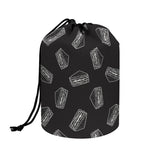 Black Doodle Sandwich Pattern Print Drawstring Makeup Bag