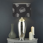 Black Doodle Sandwich Pattern Print Drum Lamp Shade