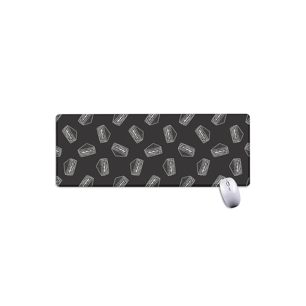 Black Doodle Sandwich Pattern Print Extended Mouse Pad