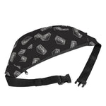 Black Doodle Sandwich Pattern Print Fanny Pack
