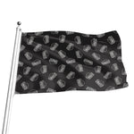 Black Doodle Sandwich Pattern Print Flag