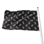 Black Doodle Sandwich Pattern Print Flag
