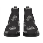 Black Doodle Sandwich Pattern Print Flat Ankle Boots