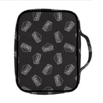 Black Doodle Sandwich Pattern Print Front Pocket Bible Bag