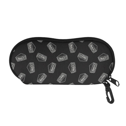 Black Doodle Sandwich Pattern Print Glasses Case