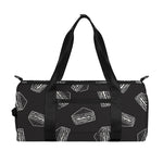 Black Doodle Sandwich Pattern Print Gym Bag