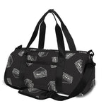 Black Doodle Sandwich Pattern Print Gym Bag