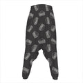 Black Doodle Sandwich Pattern Print Hammer Pants
