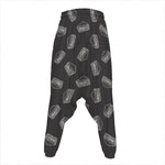 Black Doodle Sandwich Pattern Print Hammer Pants