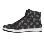 Black Doodle Sandwich Pattern Print High Top Leather Sneakers