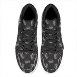 Black Doodle Sandwich Pattern Print High Top Leather Sneakers