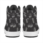 Black Doodle Sandwich Pattern Print High Top Leather Sneakers