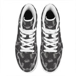 Black Doodle Sandwich Pattern Print High Top Leather Sneakers