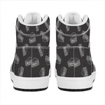 Black Doodle Sandwich Pattern Print High Top Leather Sneakers