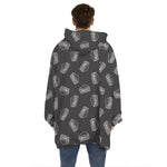 Black Doodle Sandwich Pattern Print Hoodie Blanket