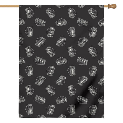 Black Doodle Sandwich Pattern Print House Flag