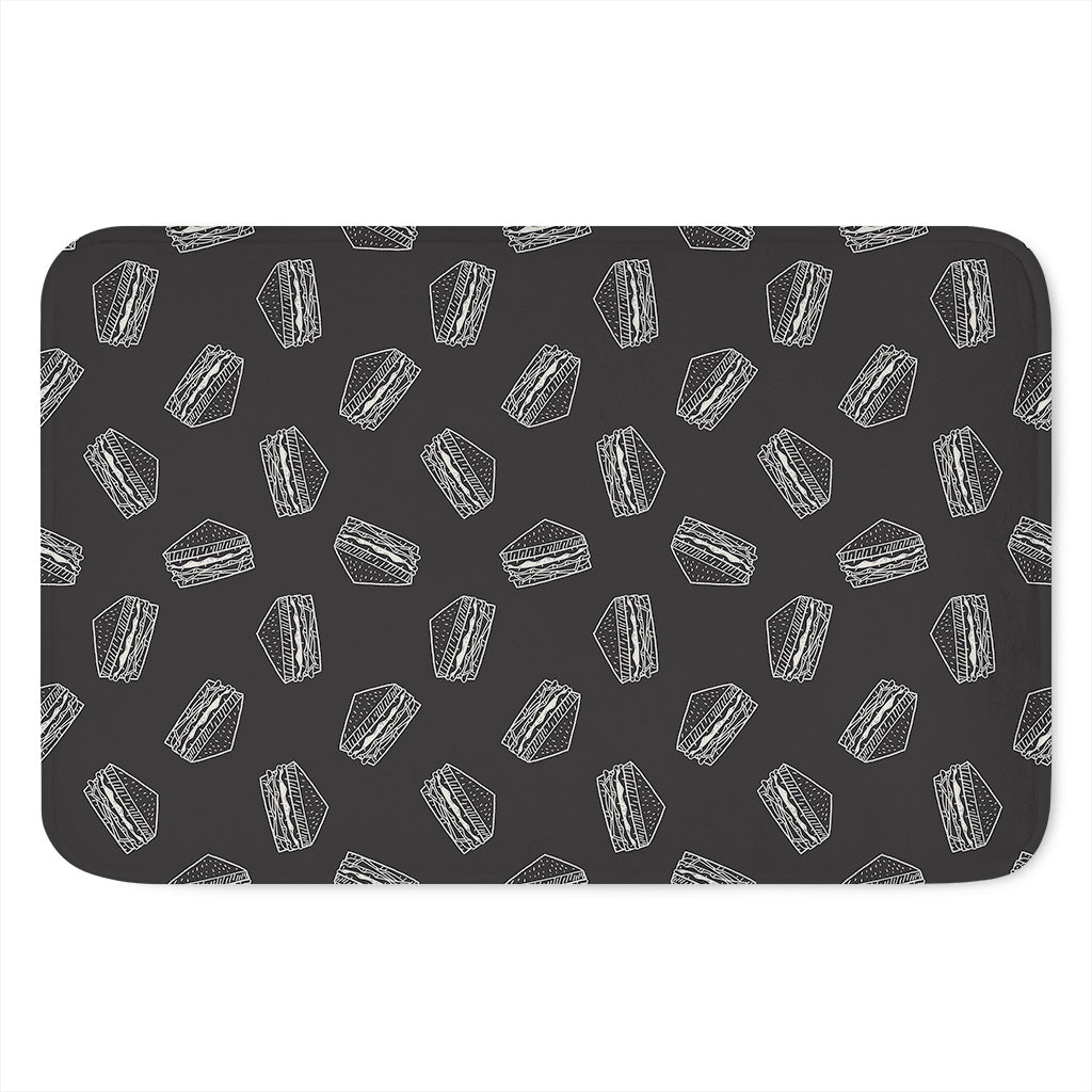 Black Doodle Sandwich Pattern Print Indoor Door Mat