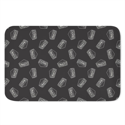 Black Doodle Sandwich Pattern Print Indoor Door Mat