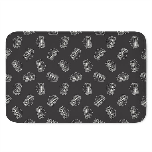 Black Doodle Sandwich Pattern Print Indoor Door Mat