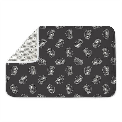 Black Doodle Sandwich Pattern Print Indoor Door Mat