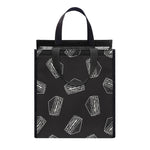 Black Doodle Sandwich Pattern Print Insulated Lunch Tote