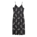 Black Doodle Sandwich Pattern Print Jersey Midi Cami Dress