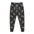 Black Doodle Sandwich Pattern Print Jogger Pants