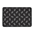 Black Doodle Sandwich Pattern Print Kitchen Mat