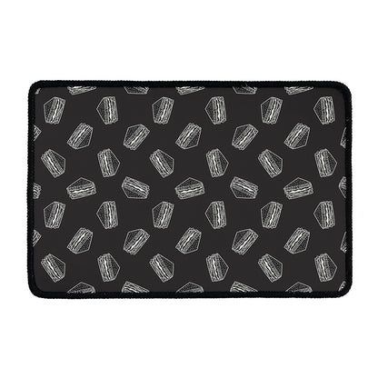 Black Doodle Sandwich Pattern Print Kitchen Mat