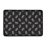 Black Doodle Sandwich Pattern Print Kitchen Mat