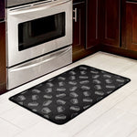 Black Doodle Sandwich Pattern Print Kitchen Mat