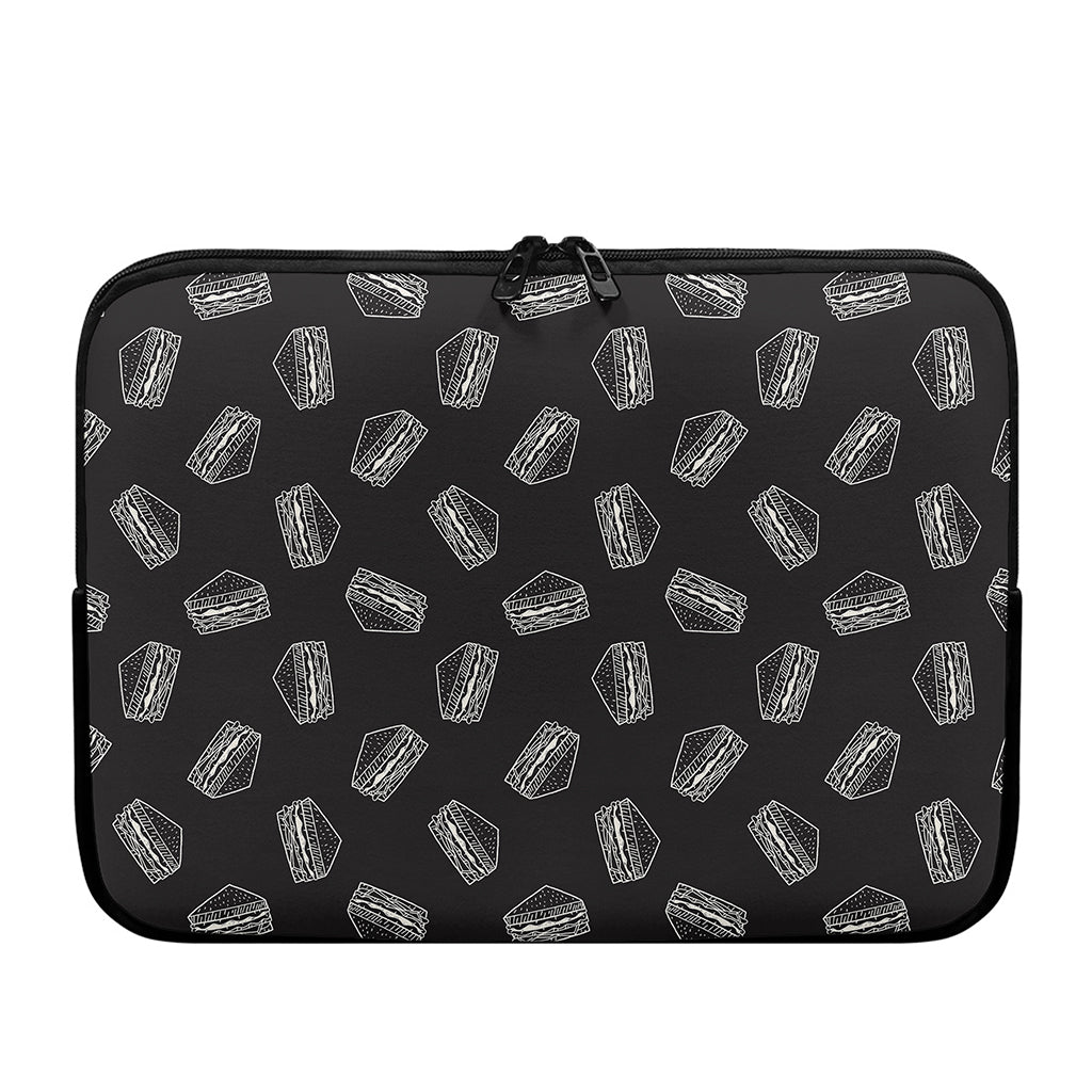 Black Doodle Sandwich Pattern Print Laptop Sleeve