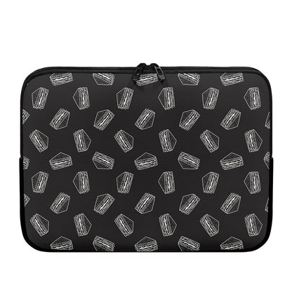 Black Doodle Sandwich Pattern Print Laptop Sleeve
