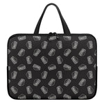 Black Doodle Sandwich Pattern Print Laptop Sleeve With Handle