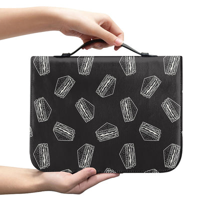Black Doodle Sandwich Pattern Print Leather Bible Cover