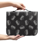 Black Doodle Sandwich Pattern Print Leather Bible Cover