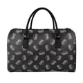 Black Doodle Sandwich Pattern Print Leather Duffel Bag