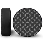 Black Doodle Sandwich Pattern Print Leather Spare Tire Cover
