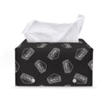 Black Doodle Sandwich Pattern Print Leather Tissue Box Cover