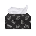 Black Doodle Sandwich Pattern Print Leather Tissue Box Cover