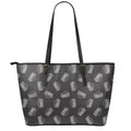 Black Doodle Sandwich Pattern Print Leather Tote Bag With Zipper