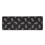 Black Doodle Sandwich Pattern Print Long Kitchen Mat