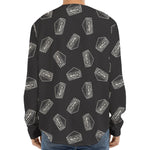Black Doodle Sandwich Pattern Print Long Sleeve Baseball Jersey